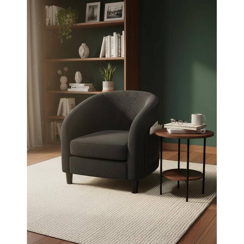 Velvet Barrel Chairs, with Soft Cushion