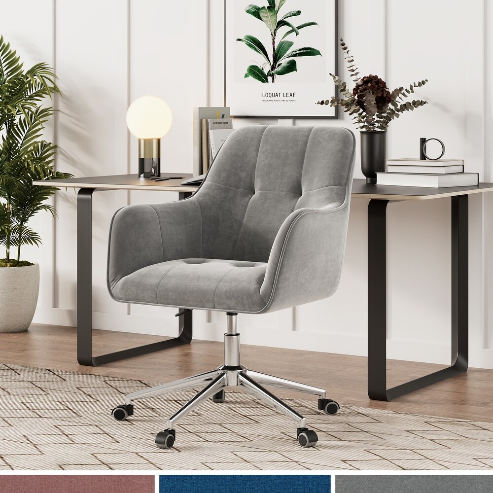 Corvus Wieden Contemporary Velvet Tufted Adjustable Ergonomic Home Office Chair