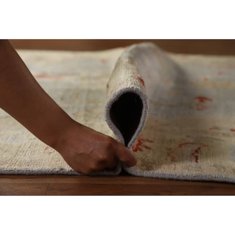 Hand Knotted Oriental 100% Wool Carpet Transitional All-Over Navy Blue & Blues Oushak Area Rug - 8' 8'' X 5' 11''