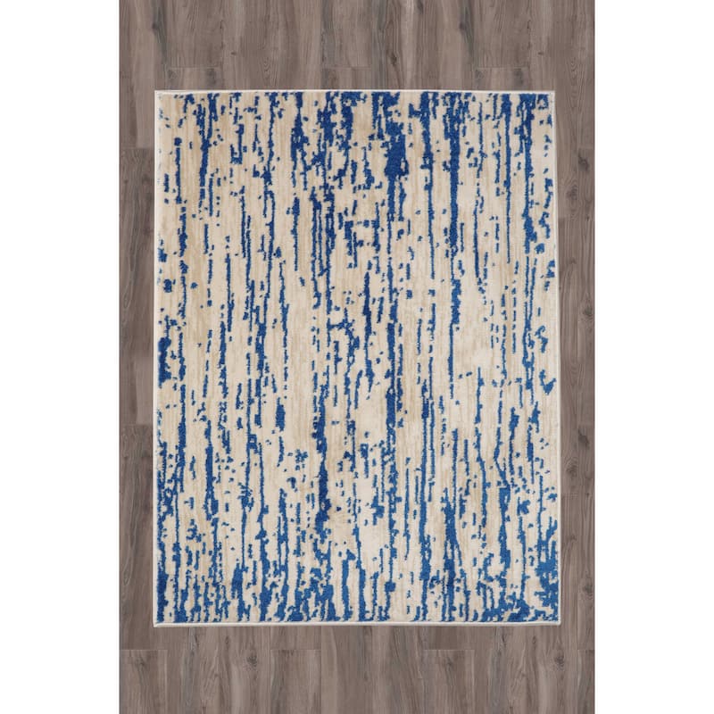 Gray Polypropylene Lisette Modern Oriental Area Rug
