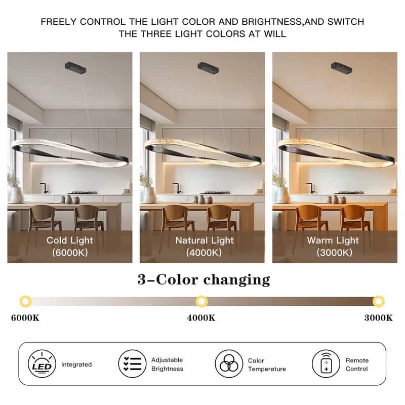 Modern LED Pendant Light Fixture, Contemporary Irregular Ring Chandelier