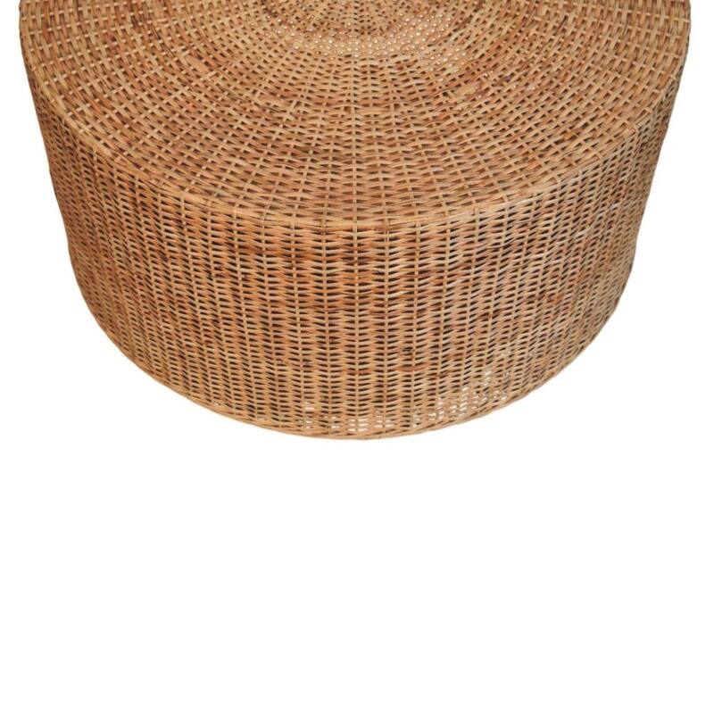 Artisan Furniture Solid Wood Regency Round Woven Coffee Table ,Brown,