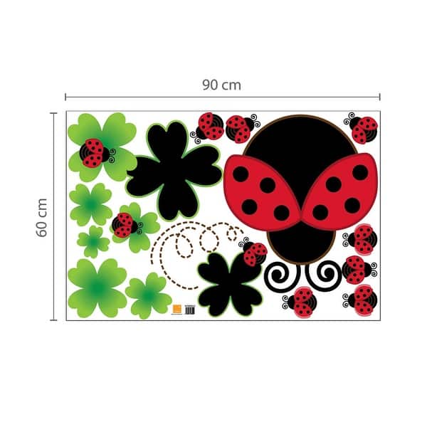 dimension image slide 2 of 3, Walplus Lady Bird Colorful Butterfly Grass Wall Sticker Nursery Decor
