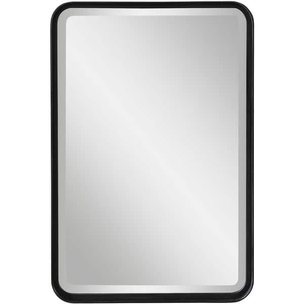 slide 2 of 9, Uttermost Croften 30" x 20" Rustic Industrial Iron Framed Vanity Matte Black