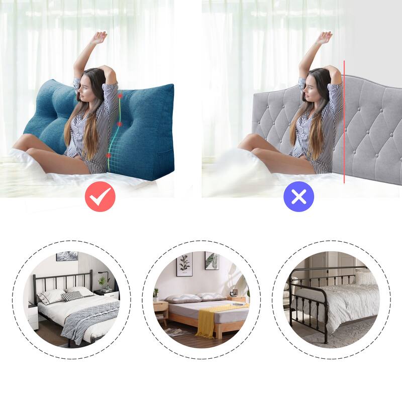 WOWMAX Bed Rest Reading Wedge Headboard Backrest Tufted Pillow