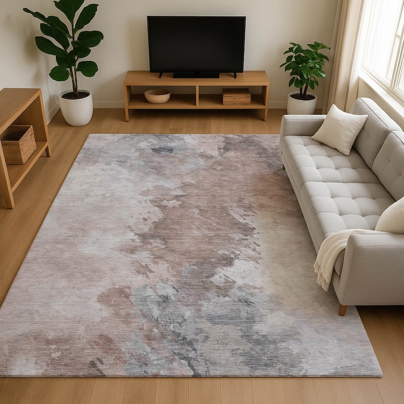 Premium Washable Super Soft Abstract Modern Mayfield Rug - Mocha - 9' x 12'