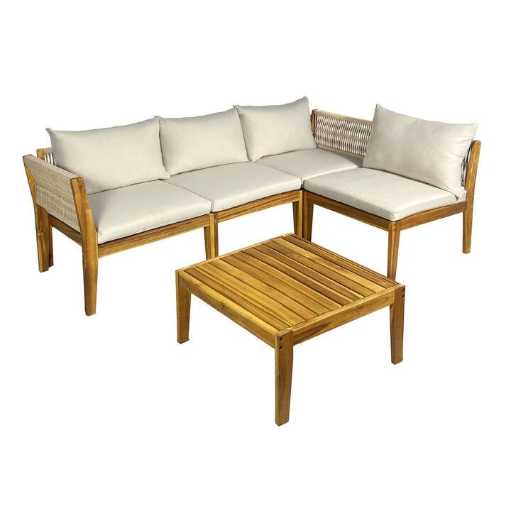 Kinger Home Trena 5-Piece Acacia Wood Patio Furniture Set - 9' x 12'