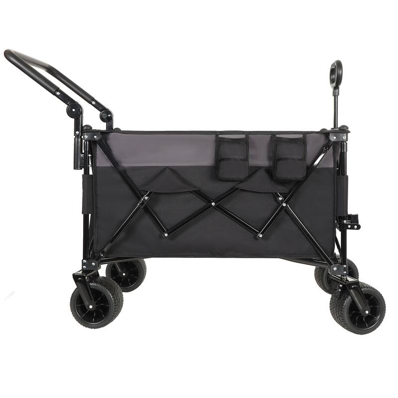 Push-Pull Folding Wagon with 360 Degree Wheels, Heavy-Duty, Adjustable