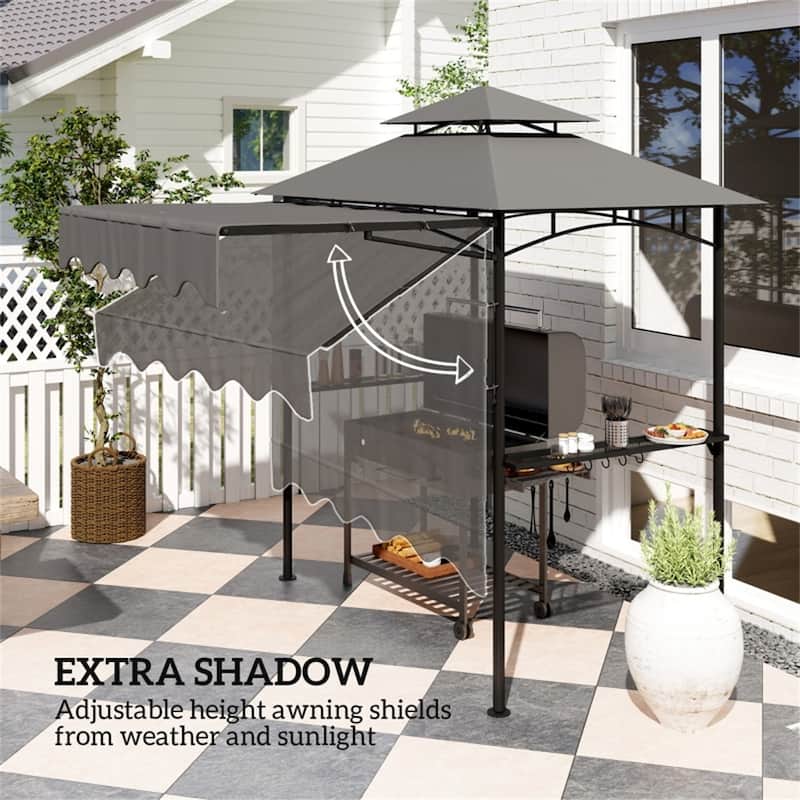 Premium Outdoor Grill Gazebo with Adjustable Awning Powder-Coated Steel Frame and PA-Coated Polyester Canopy