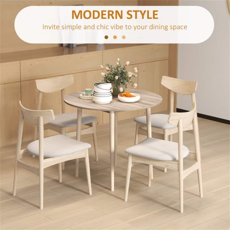 Adjustable Folding Dining Table for Four with Drop Leaf Design Pine Wood and Particleboard - 35" Dia. x 28.9" H