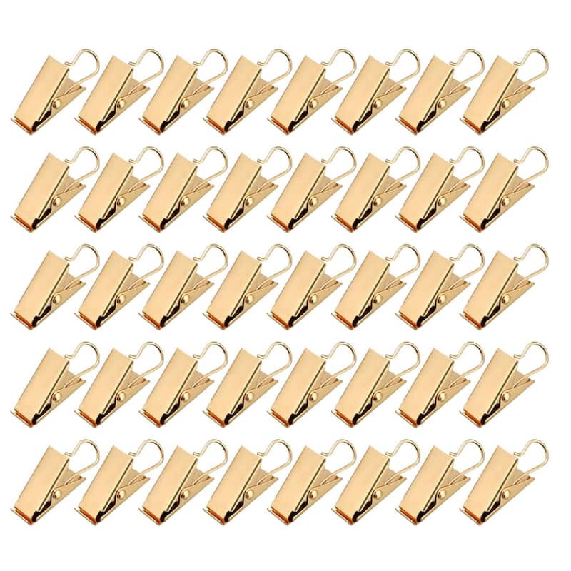 40x Curtain Clip Hook Set Clips for Photo Home Decoration 1.02"x0.47" - Golden