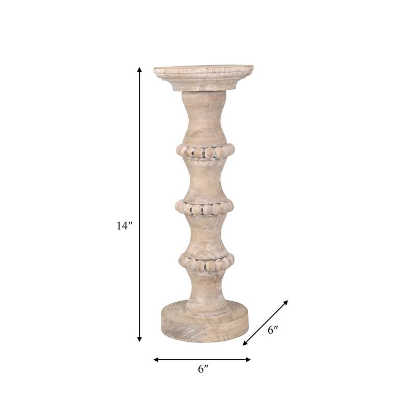 Sagebrook Home Artisanal Wood Pillar Candle Holders
