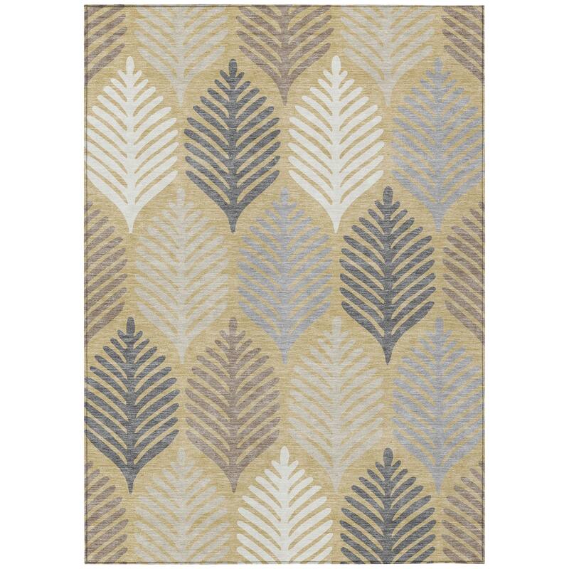 Machine Washable Indoor/ Outdoor Modern Fern Chantille Rug