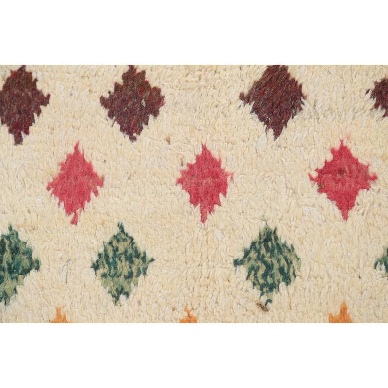Geometric Oriental Moroccan Wool Area Rug Hand-knotted Tribal Carpet - 5'11" x 9'1"