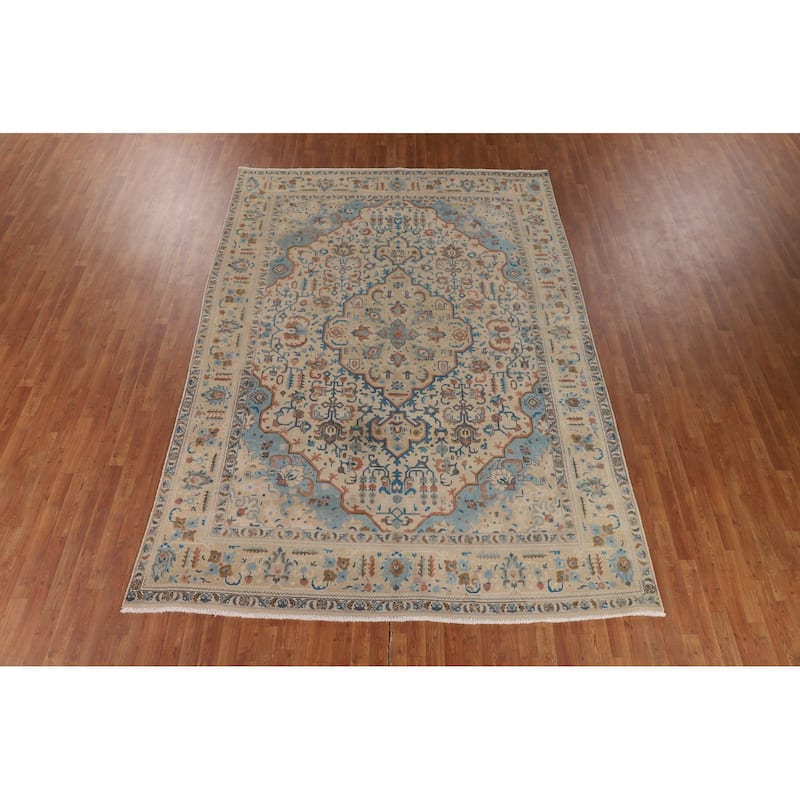 Tabriz Persian Vintage Area Rug Hand-Knotted Oriental Wool Carpet - 8'1" x 11'3"