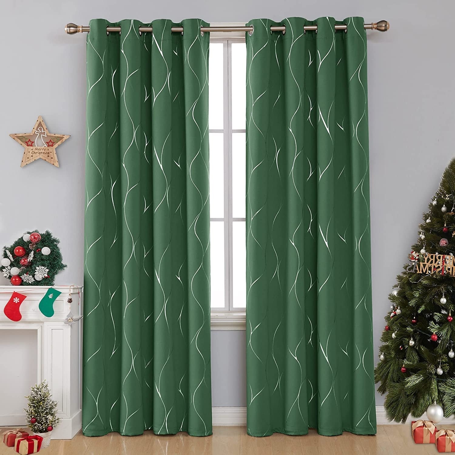 Deconovo Silver Line 52 Width Curtain Panel Pair (2 Panel)