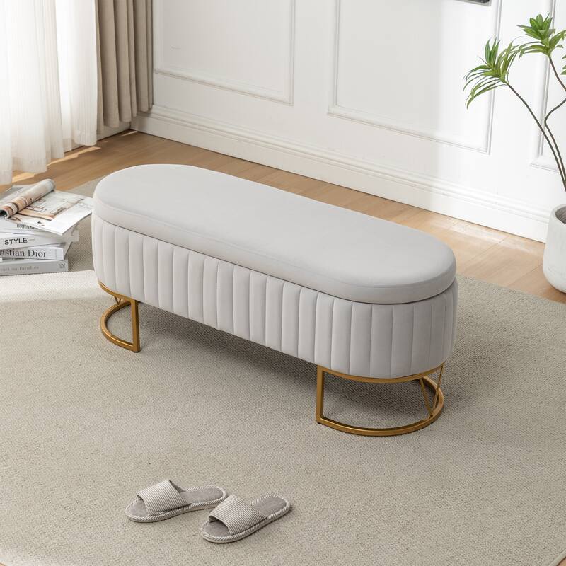 Velvet Storage Bench for Bedroom