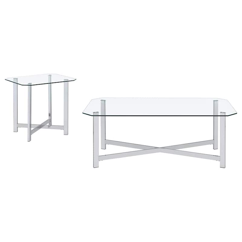 Cronin Tempered Glass Top Coffee Table Set Chrome