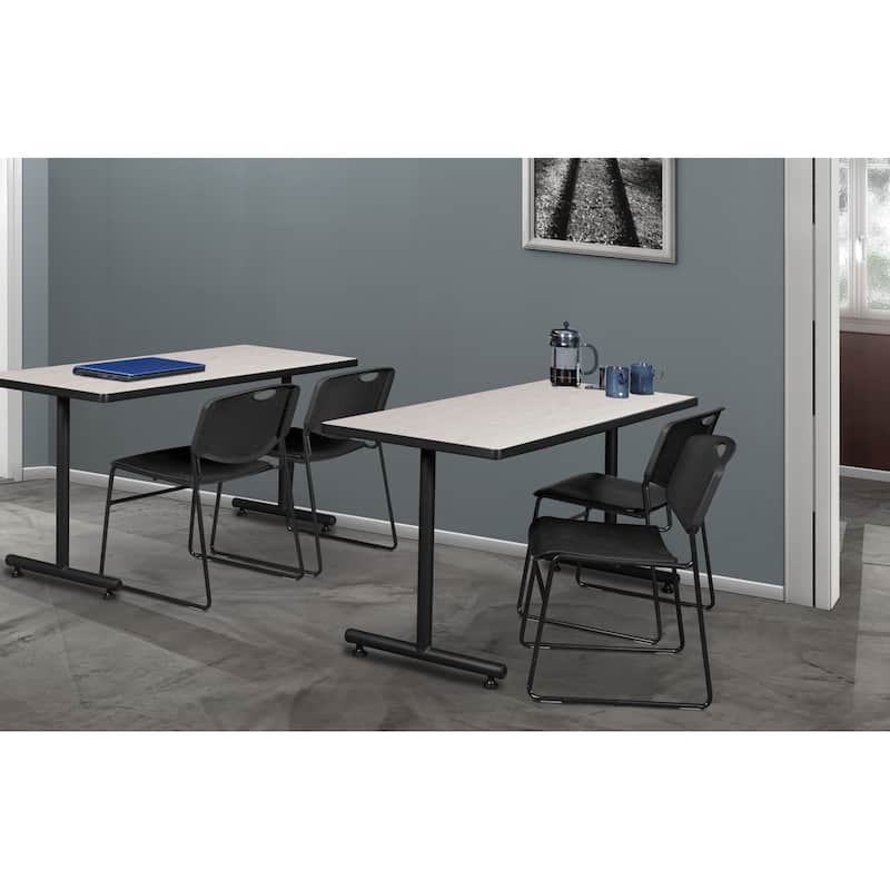 48" x 24" Training Table- Maple & 2 Stack Chairs- Black - 48 x 24 inches