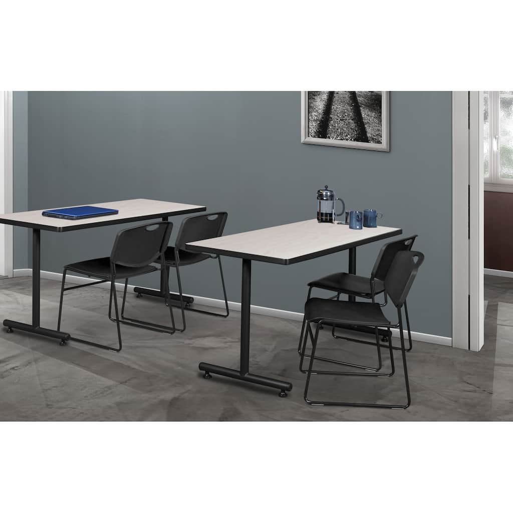 48" x 24" Training Table- Maple & 2 Stack Chairs- Black - 48 x 24 inches