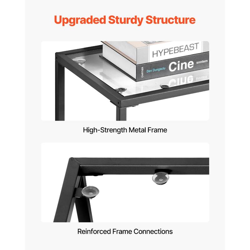 3-Tier Glass Console Table with Iron Legs for Living Room or Hallway - 39.4 x 11.8 x 28.7 in