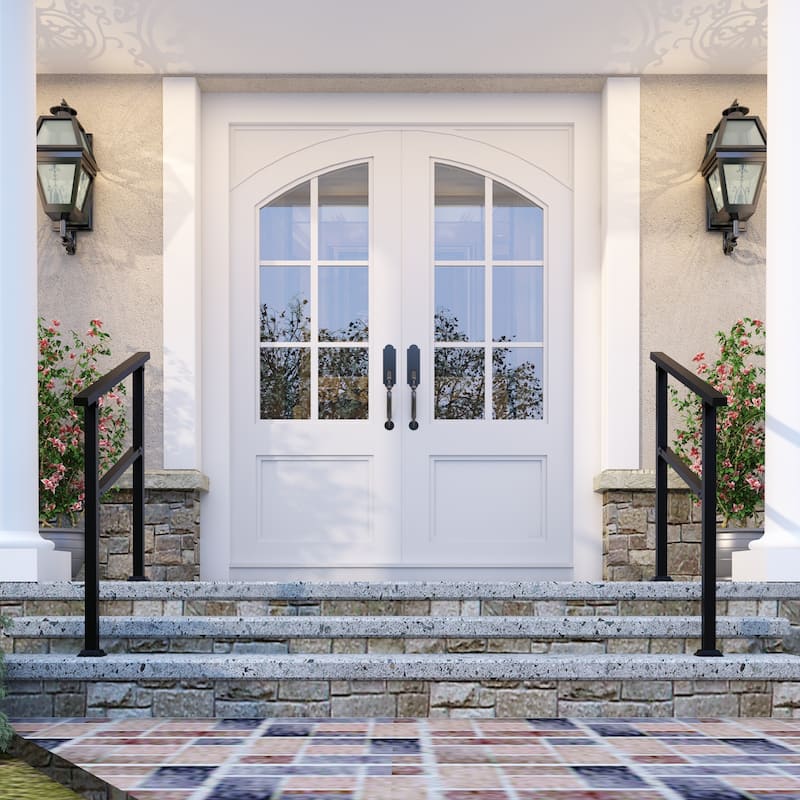 Wrought Iron Handrail 4-5Step Durable Stair Railing Indoor Outdoor Use