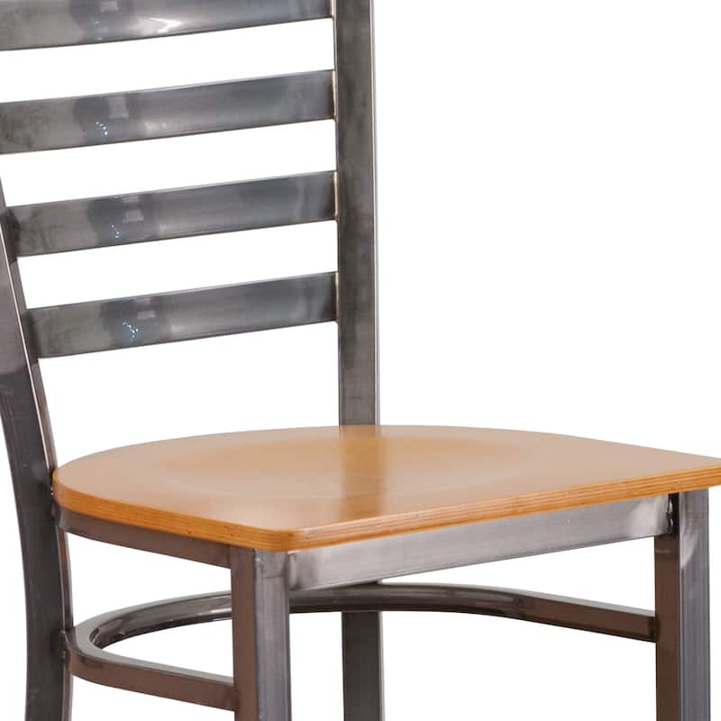 Clear Coated Ladder Back Metal Restaurant Barstool - 17"W x 18"D x 42.25"H