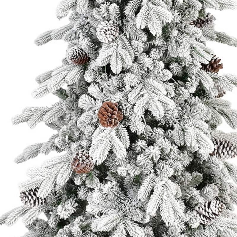 HomeRoots 8' White Slender Flocked Fir Christmas Tree - 52.00 in. x 96.00 in. x 52.00 in.