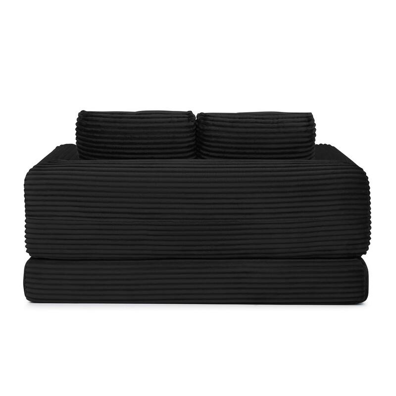 Sofa Bed Sleeper Sofa with 2 Pillows, Black Upholstered Sofa Couch Loveseat 2-Seater Sofa Couch with Armrests