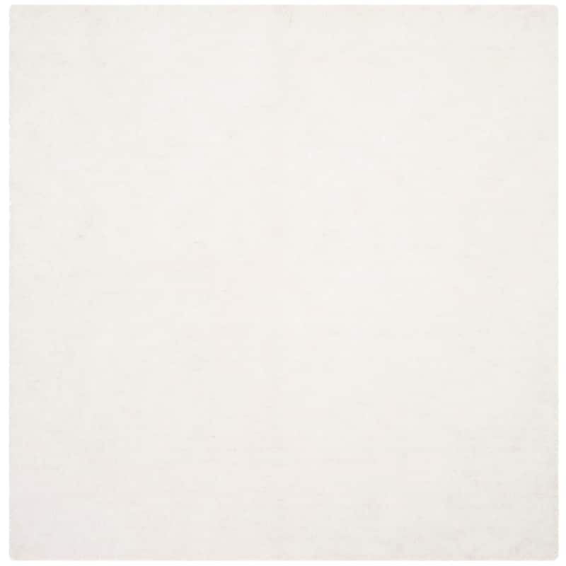 SAFAVIEH Handmade Sheep Shag Dochia Solid Polyester Rug - 6' Square - Ivory