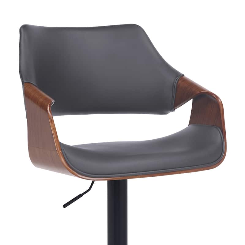 Fabric Swivel Adjustable Height Bar Chair with Iron Frame, Wood Accent and Footrest - 21” D x 21” W x 45” H
