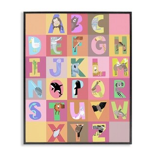 Stupell Animal Alphabet in Pink Framed Giclee Art Design By Carla Daly ...