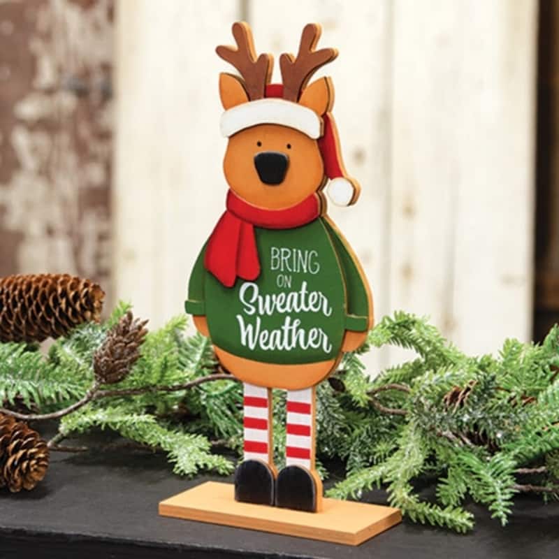 Sweater Weather Wooden Reindeer on Base Christmas Decor - 4.75" x 2" x 10.50"