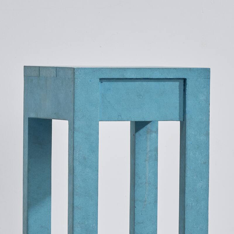Modern Classic Blue/Grey Square Wooden Light End Table, Side Table