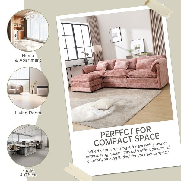 Chenille Fabric L-Shape Comfy Oversized three-seat Modular