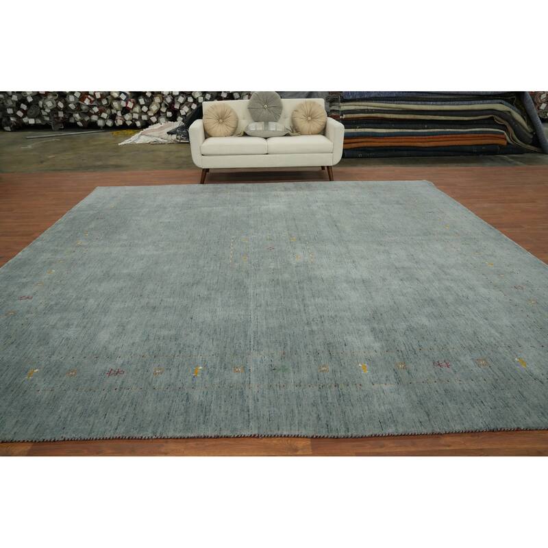 Hand Knotted Oriental 100% Wool Carpet Tribal Animal Pictorial Greys & Charcoal Gabbeh Area Rug - 11' 11'' X 11' 9''