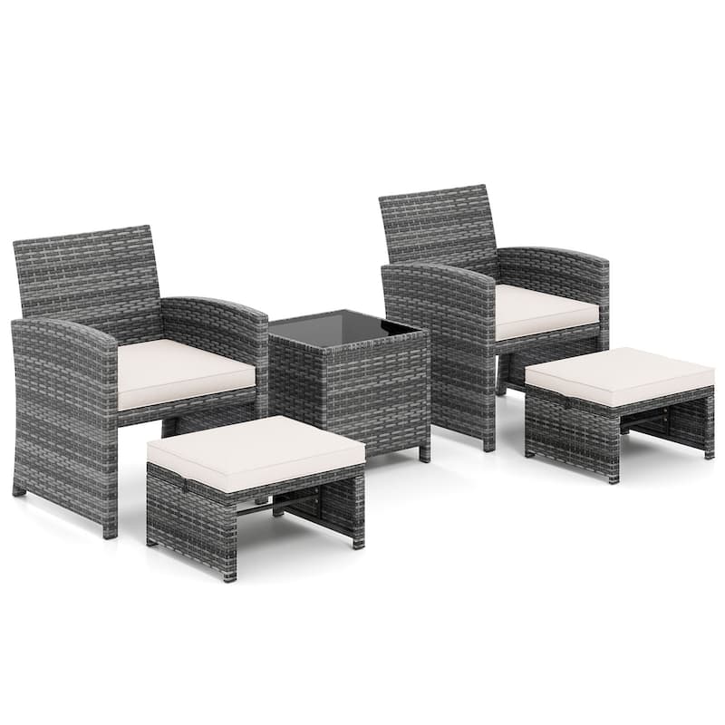 Costway 5 Pieces Patio Furniture Set PE Wicker Outdoor Lounge Chairs - See Details