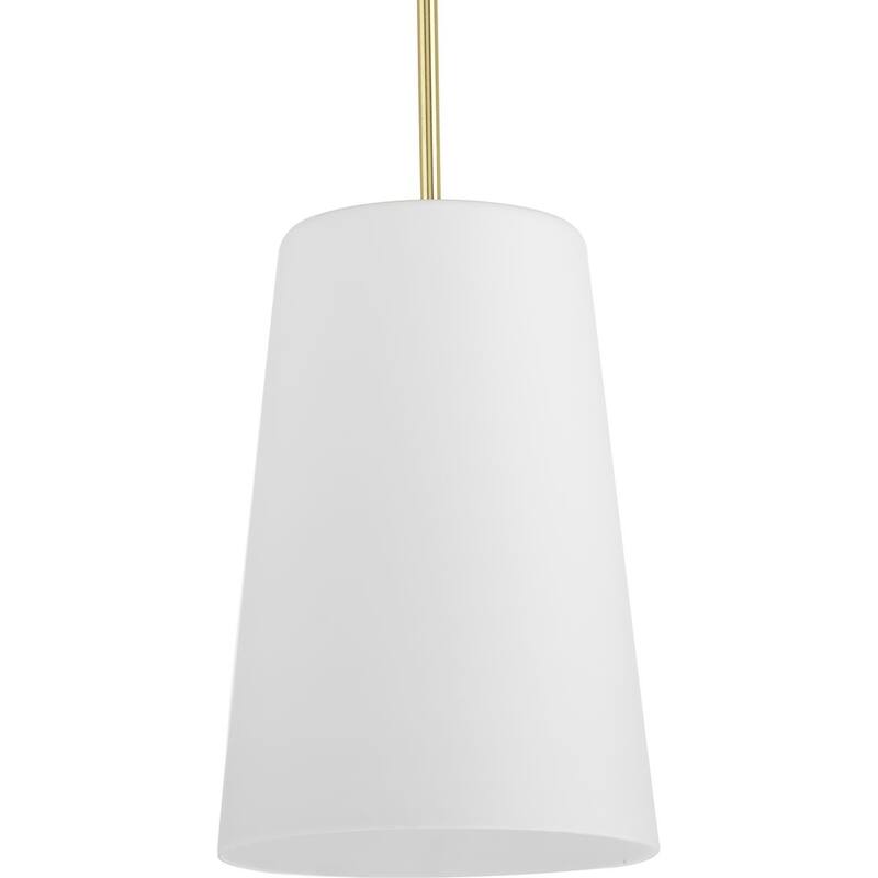 Clarion Collection One-Light Satin Brass Etched White Transitional Pendant - 10.5 in x 10.5 in x 15.87 in