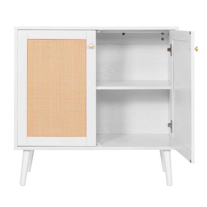 Nuu Garden Accent Storage Cabinet, Sideboard Buffet Cabinet with Rattan Doors