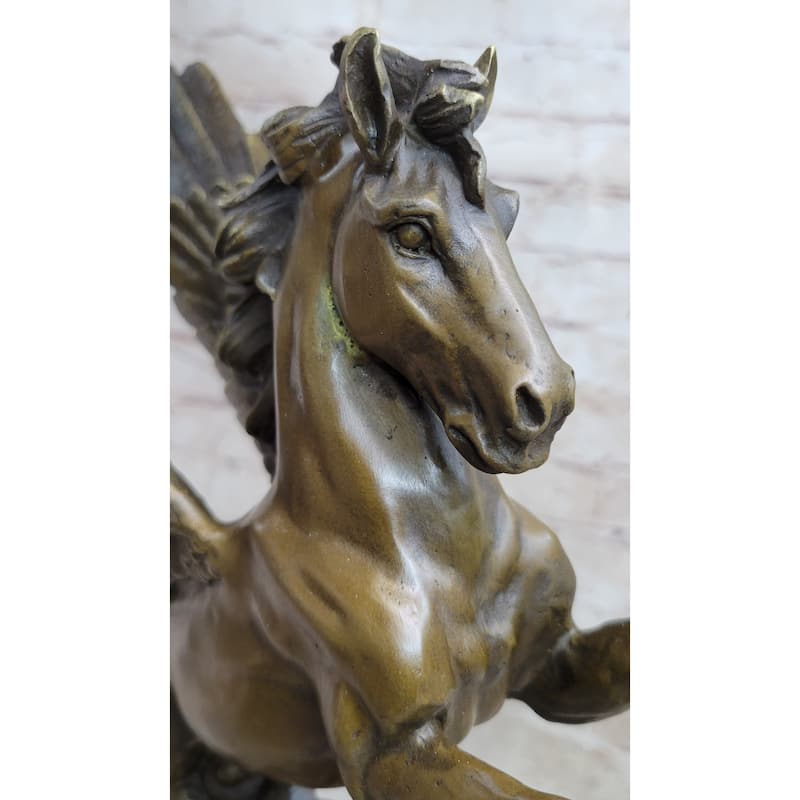 Flying Pegasus Winged Imitative Horse Greek Mythology Bronze Statue Sculpture Signed 15 Inches X 14 Inches
