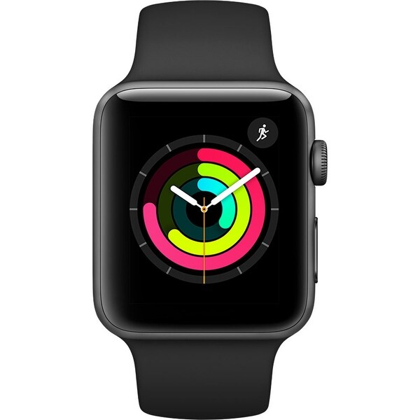 apple watch series 3 42mm space gray aluminum case with black sport band