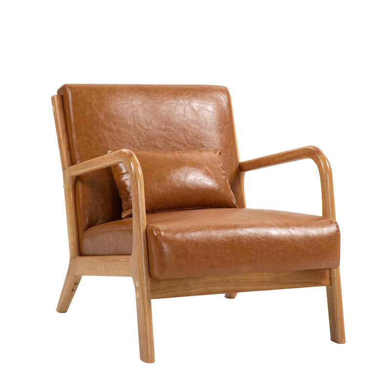 Mid Century Solid Wood Upholstered Accent Chair