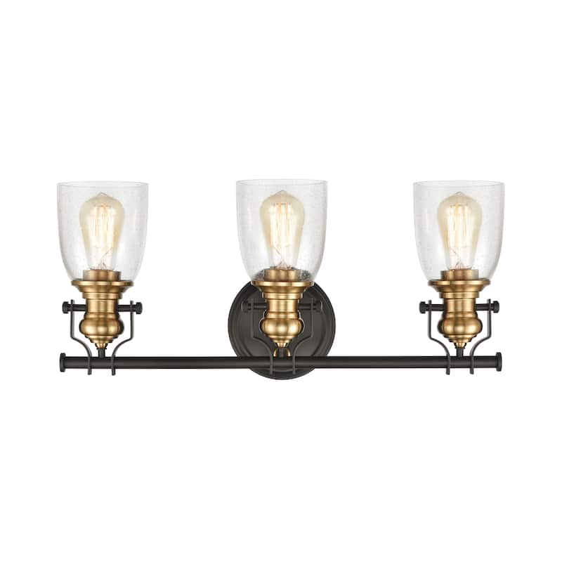 Elk Home Chadwick Oiled Bronze With Seedy Glass 3 Light Vanity Light