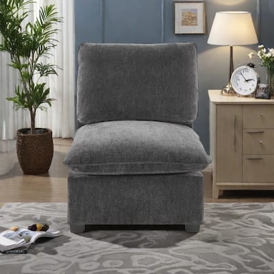 Chenille Modular Sofa Section - Deep Seat Single Module for Custom Sectionals