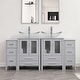 preview thumbnail 128 of 146, 72" Bathroom Vanity Set Glass Ceramic Vessel Sink Side Cabinet Combo Grey - Glass clear boat sink