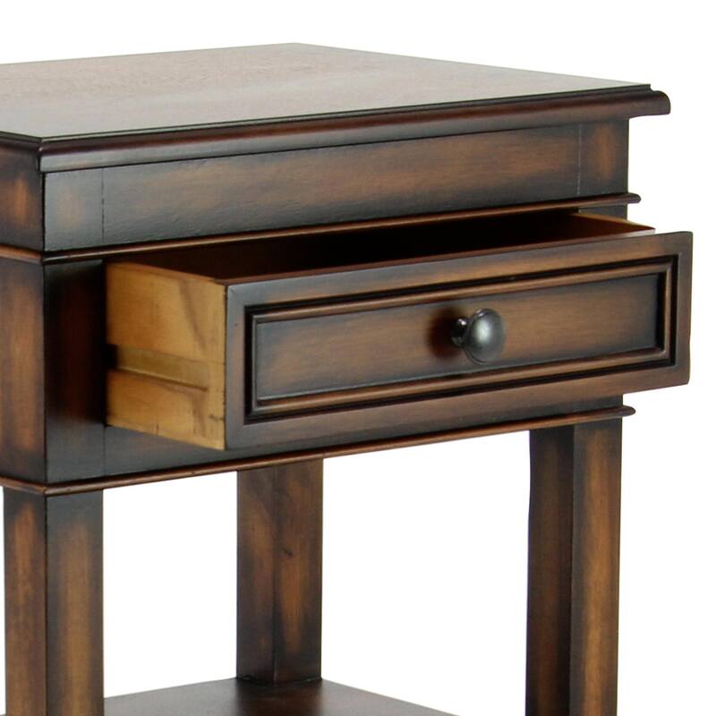 Wood 1 Drawer Accent Table - Brown - Roche River Decor
