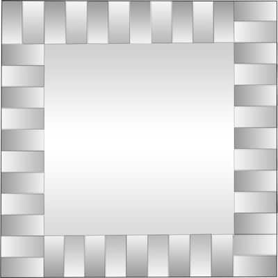 HomeRoots 28" Mirrored Square Accent Mirror Wall Mounted With Glass Frame - 25