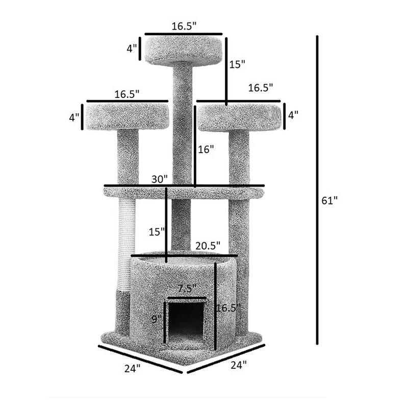 Prestige Cat Trees 130014-Beige Extra Large Cat House Cat Tree