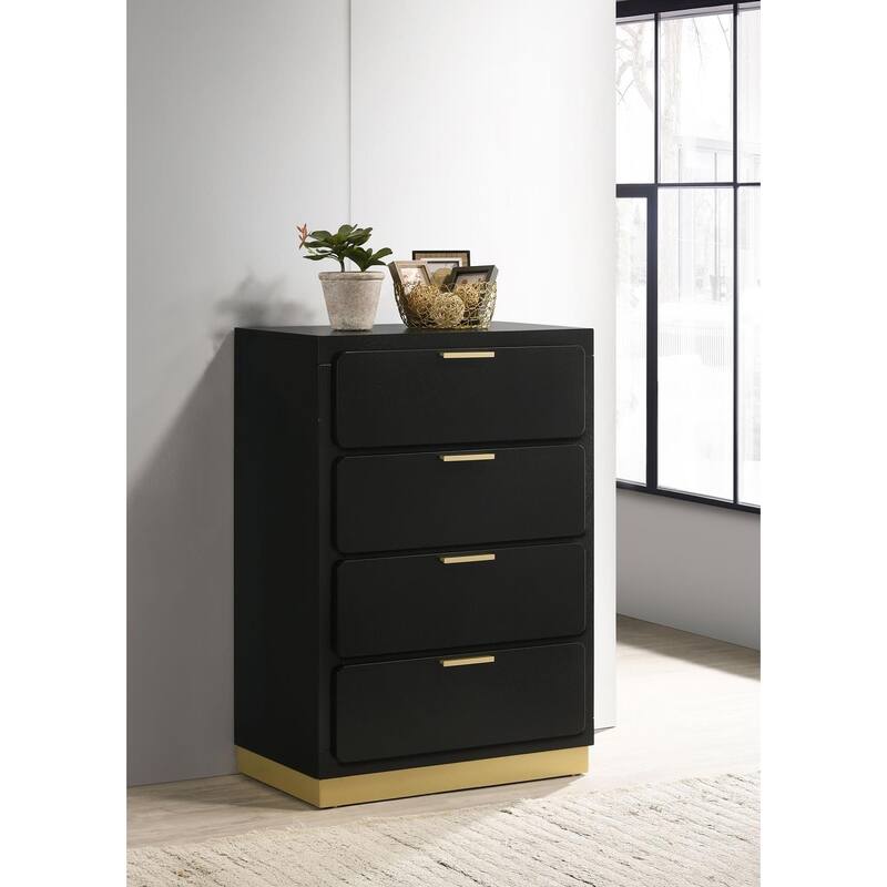 Sophia 4-drawer Chest - Black/Gold