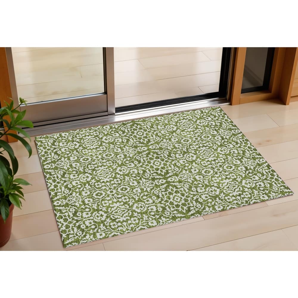 HomeRoots Damask Traditional Rectangle Outdoor Rug